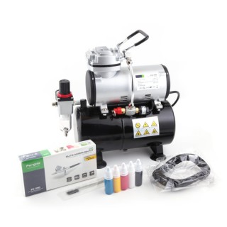 Airbrush Dual Action & Compressor & Drukvat & Water / Lucht Afscheider & gewapende Slang
