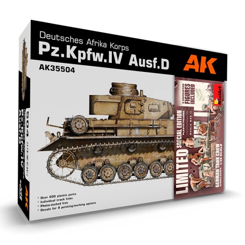 PZ.KPFW.IV AUSF.D AFRIKA KORPS + 5 FIGURES GERMAN TANK CREW -AK35504B