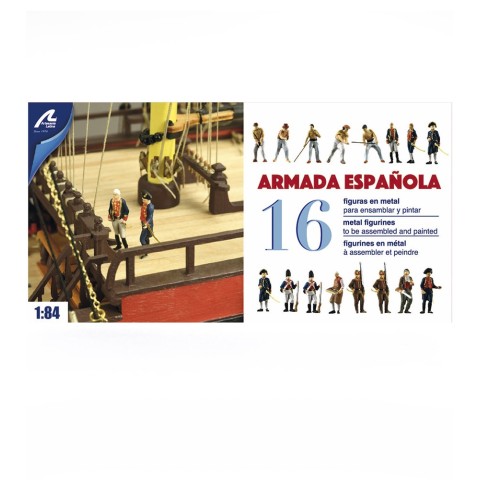 Set of 16 Metal Figurines with Accessories for Spanish Navy Ships