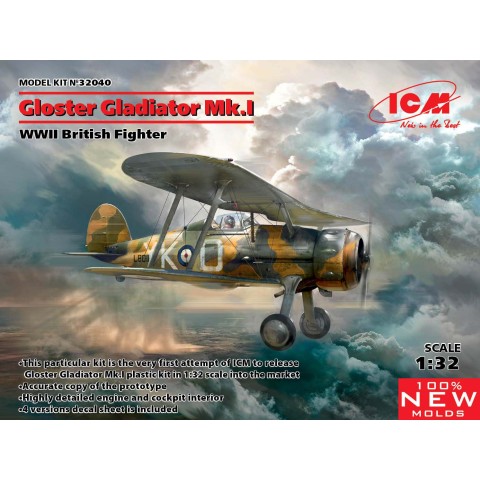 Gloster Gladiator Mk.I, WWII British Fighter & Belgische Decals -32040BE
