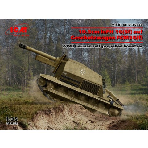 10.5cm leFH 16(Sf) auf Geschutzwagen FCM36 (f) WWII German self-propelled howitzer -35340