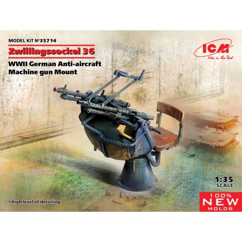 Zwillingssockel 36, WWII German Anti-aircraft Machine gun Mount -35714