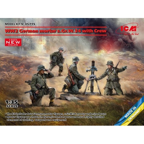 WW2 German mortar s.Gr.W.34 with Crew -35715