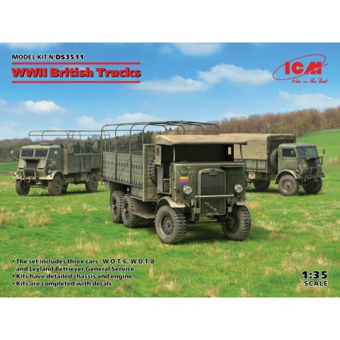 WWII British Trucks Model W.O.T. 6, Model W.O.T. 8, Leyland Retriever General Service -DS3511