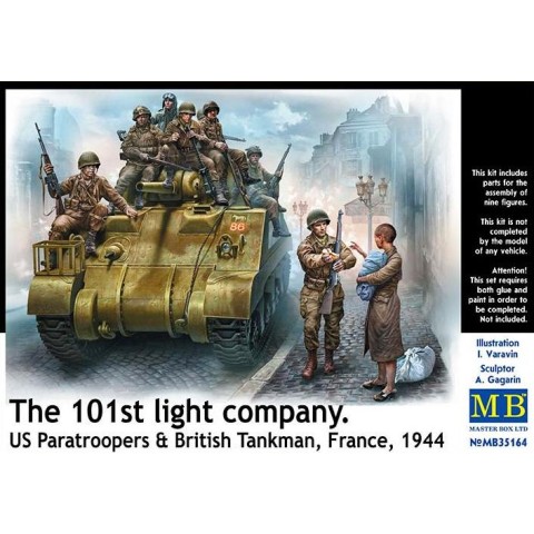 101th light company US Paratroopers & British Tankman  France, 1944 1/35 Militairen Figuren Bouwpakket -MB35164