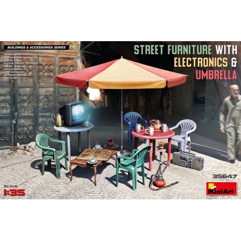 STREET FURNITURE WITH ELECTRONICS & UMBRELLA -35647