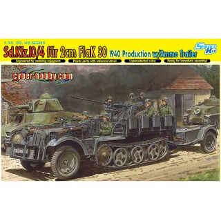 Sd.Kfz.10/4 fur 2cm FlaK 30, 1940 Production w/Ammo Trailer-6711