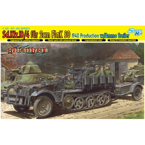 Sd.Kfz.10/4 fur 2cm FlaK 30, 1940 Production w/Ammo Trailer-6711