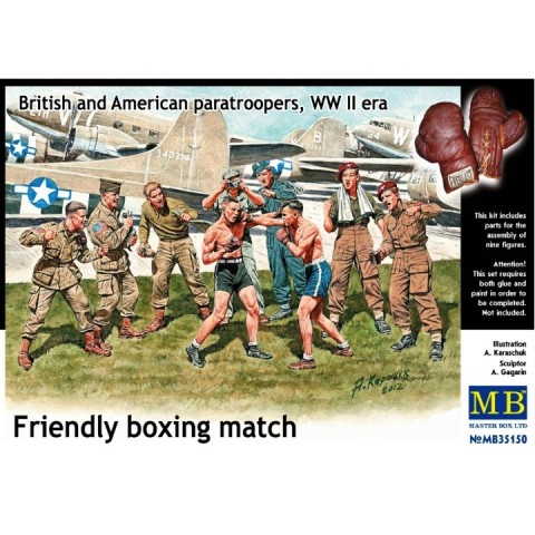 Friendly boxing match British & American Paratroopers WW II Era