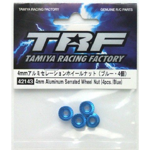 4mm/M4 Alu Serrated Whell Nut blue (4) TRF -42143