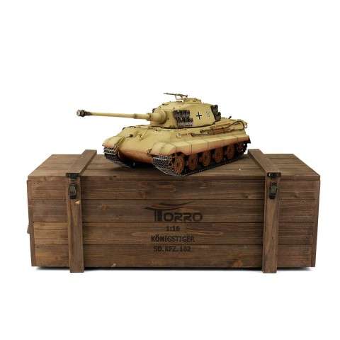 RC Pro-Edition Kingtiger Desert Paint Tank metal edition BB geleverd in luxe houten krat -1112200601