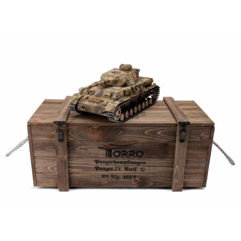 RC Pro-Edition Panzer Tank IV. version G metal edition camouflage geleverd in luxe houten krat -1110385900