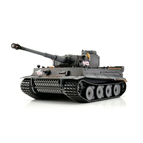 RC Pro-Edition Tiger 1 Early Version grau Tank metal edition IR geleverd in luxe houten krat & Rook uit de loop Versie -11501-GY