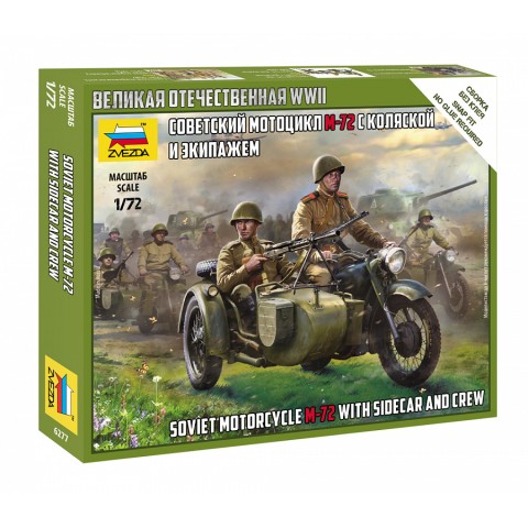 Soviet motorcycle M-72 with sidecar and crew -6277